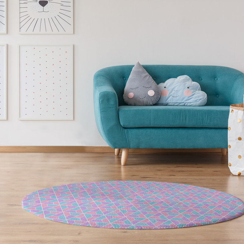 Chenille Geometric Indoor Rug, Round 5'