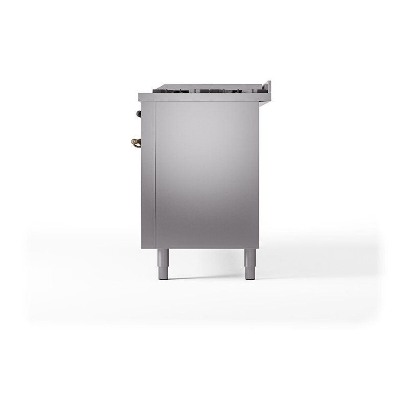 ILVE Nostalgie II Noblesse 60 in Dual Fuel Range, 9 Burner, Griddle, Stainless Steel/Burnished, Natural Gas