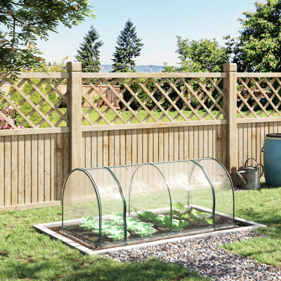 Mini serre Outsunny, serre portative à tunnel avec portes à fermeture à glissière, housse imperméable aux rayons UV, structure en acier
