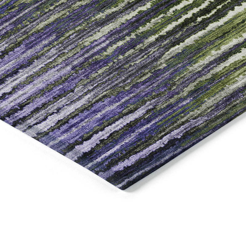 Tapis lavable rayé mauve lilas et lavande 10 pi x 14 pi