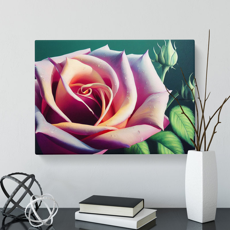 Exceptional Rose Flower - Wrapped Canvas, 35cm H x 50cm W x 3cm D