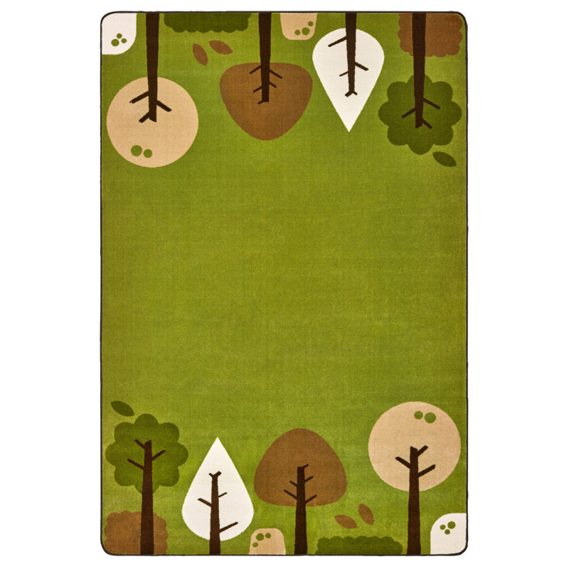 Tranquil Trees Kids Decorative KIDSoft™ Tufted Green Area Rug, Rectangle 6' x 9'