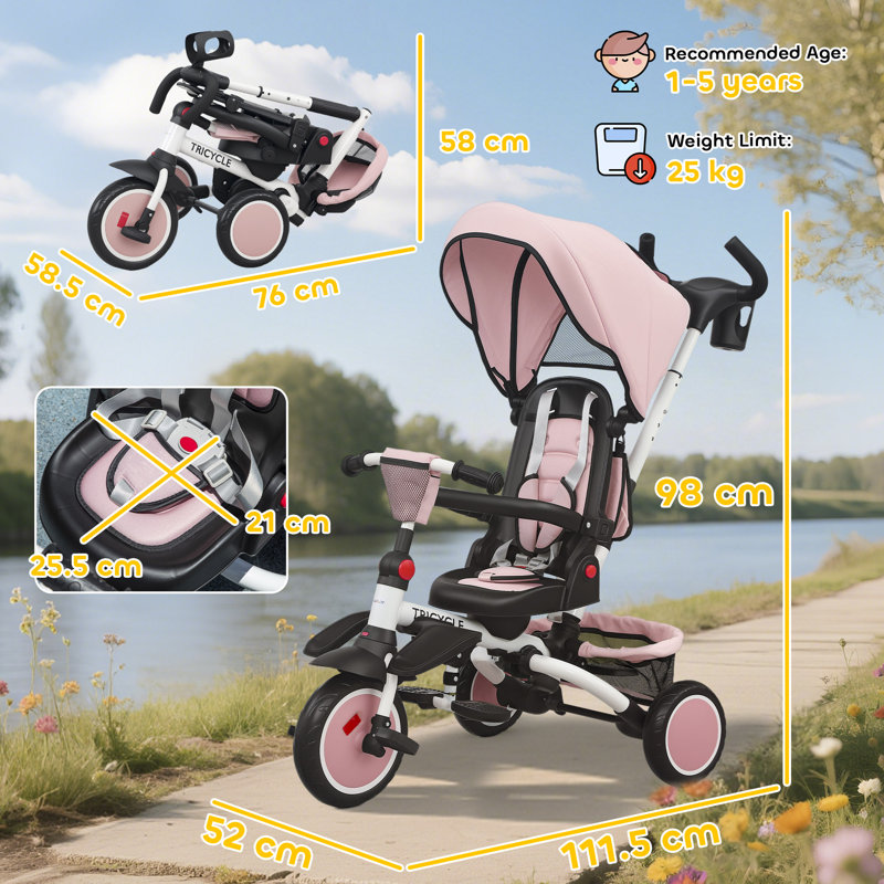 Zoomie Kids Push/Pull Ride On, Pink