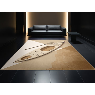 Soft Plush Edens Kayak Modern Area Rug in Beige – Beige Binding