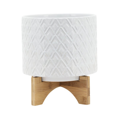 Pot à fleurs en céramique de 8 po avec support de couleur blanche - qualité pour terrariums, décoration de salon, piscine, jardin, espace
