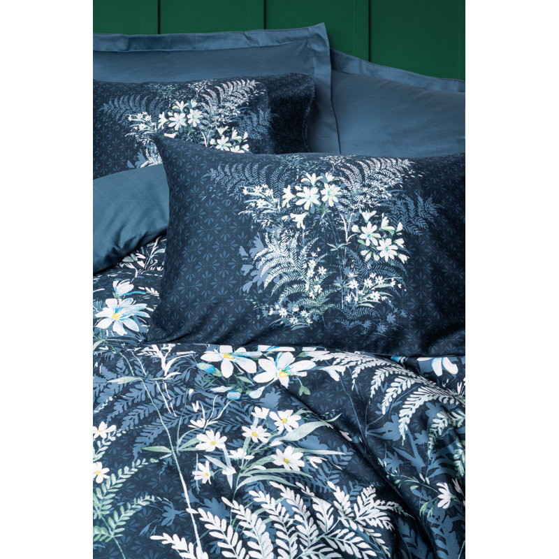 Ensemble de housse de courtepointe en satin vert pétrole luxueux, 53,1 po x 78,7 po | 100% satin de coton, contexture de 210 fils | Comprend une taie d'oreiller de 31,5 po x 31,5 po | Lavable à la machine, impression réactive élégante, fermeture à boutons