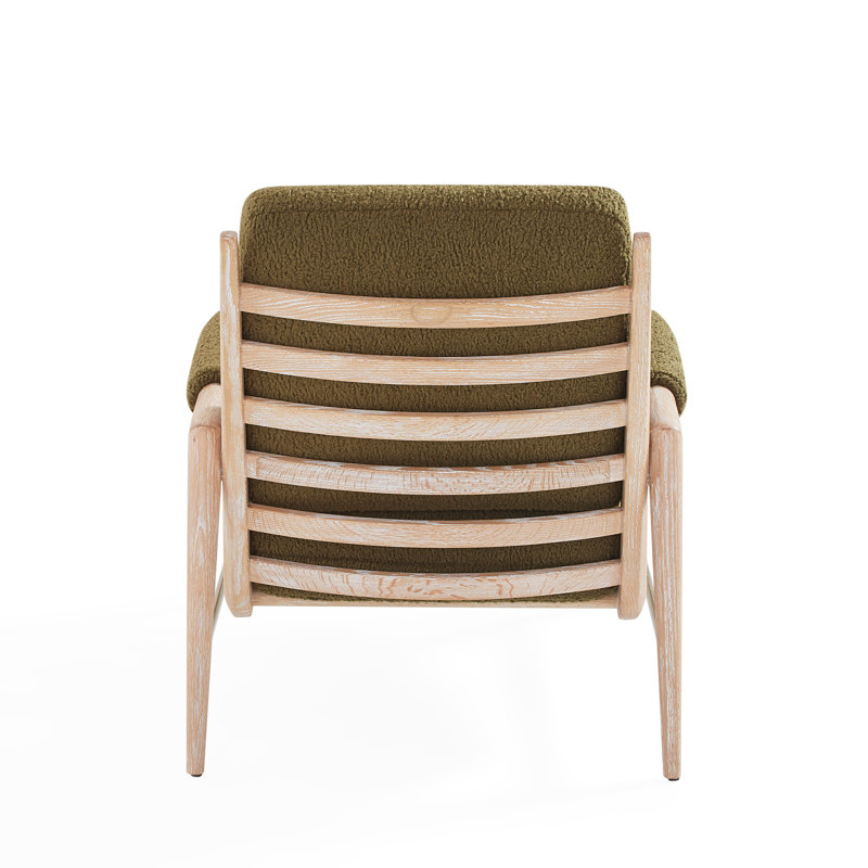 Olive Faux Shearling Upholstered Oak Accent Chair