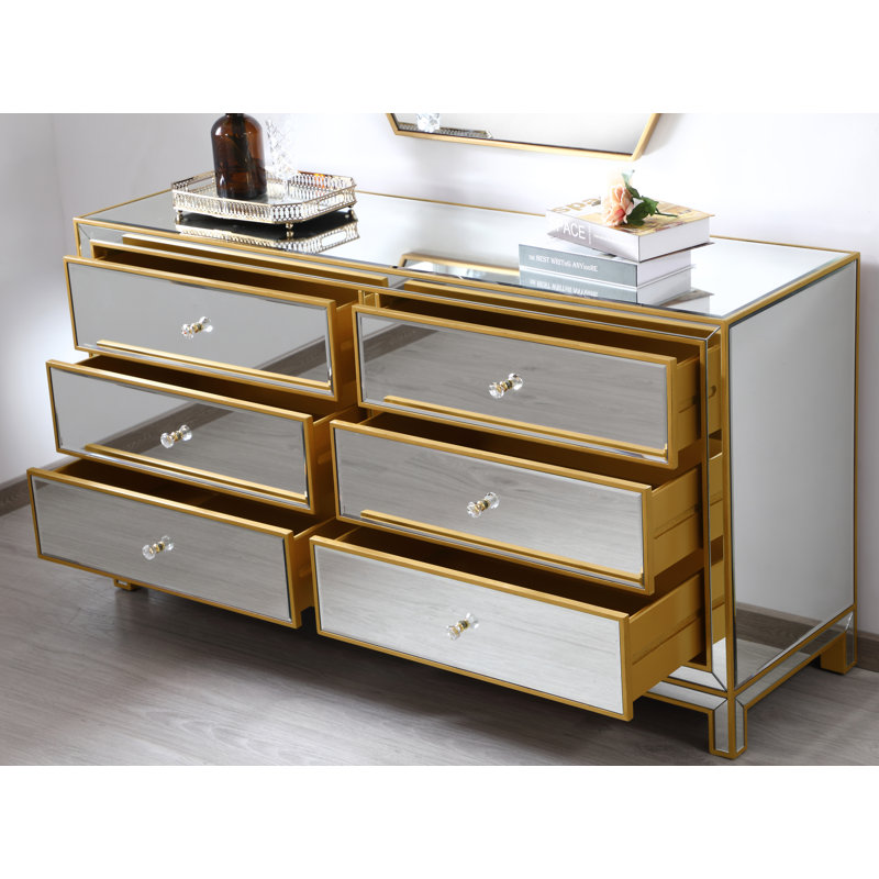 gold and glass dresser Lorenzo M Gold Glamour wooden lacquered chest of drawers with steel legs