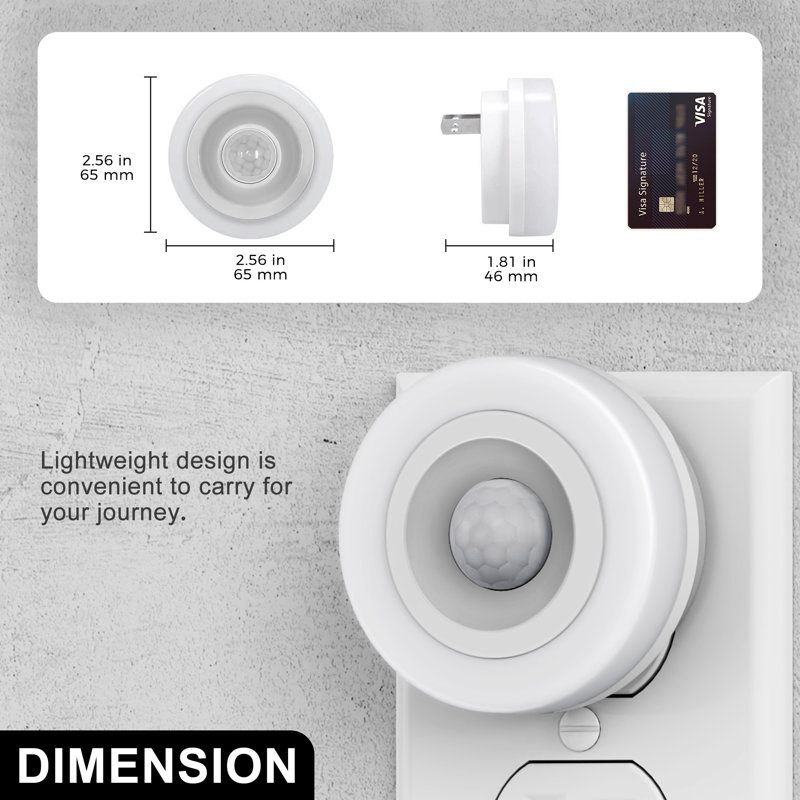 2 Pcs White Azure Blue Motion Sensor Night Light Plug In