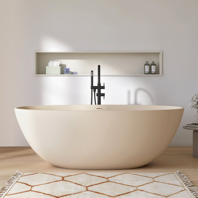 65" x 30" Freestanding Tub  Solid Surface Stone Resin Soaking Bathtub