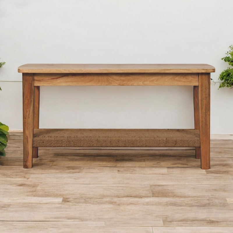 Rope Coffee Table, Open Shelf, Light Brown, Table