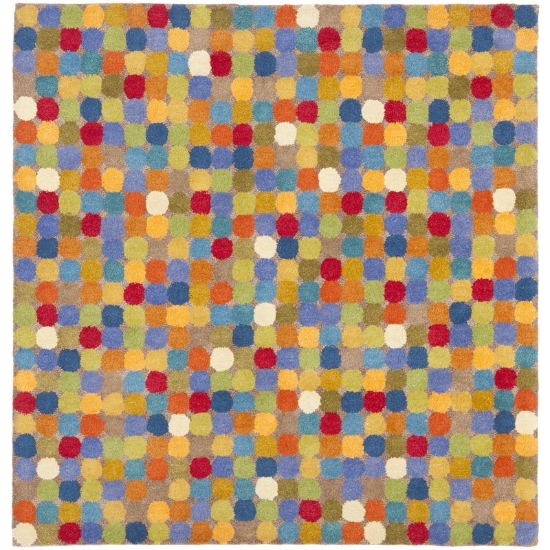 Tapis multicolore en laine touffeté à la main Candelo, Carré 6 pi