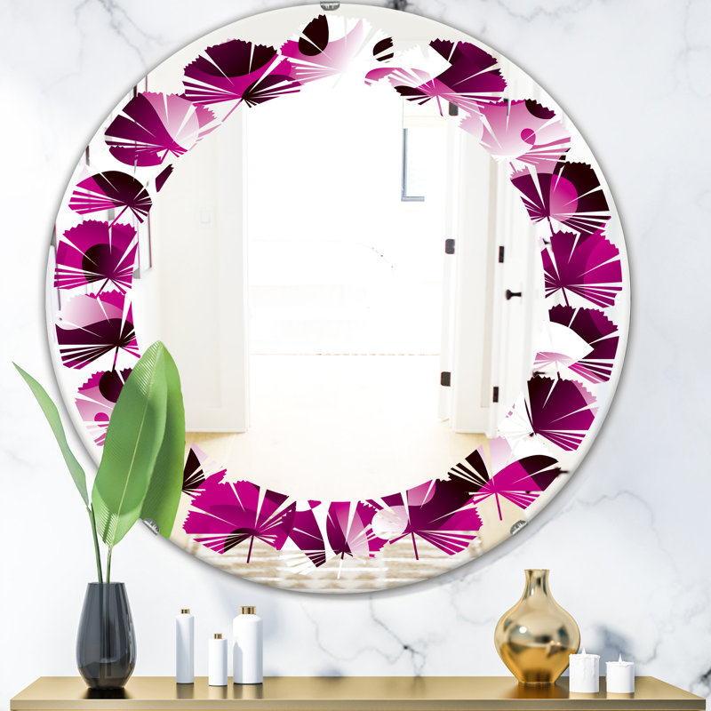 Miroir mural sans cadre vi feuilles abstract design pattern, H 31,5 po x l po