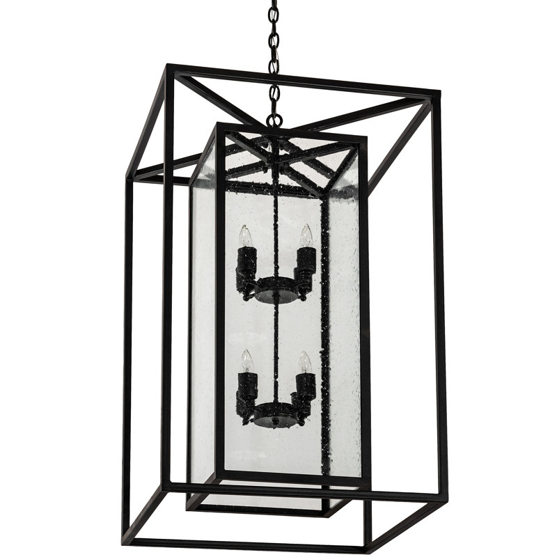 Kitzi Black and Clear Glass 8-Light Indoor/Outdoor Chandelier