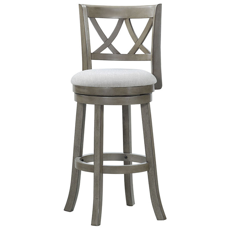 Ichika Swivel Upholstered Counter Stool with Solid Wood Frame, Bar Stool (29" Seat Height)