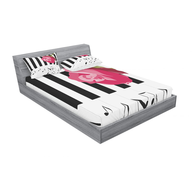 Microfiber Abstract Sheet Set, Queen Sheet Set with Fitted Sheet
