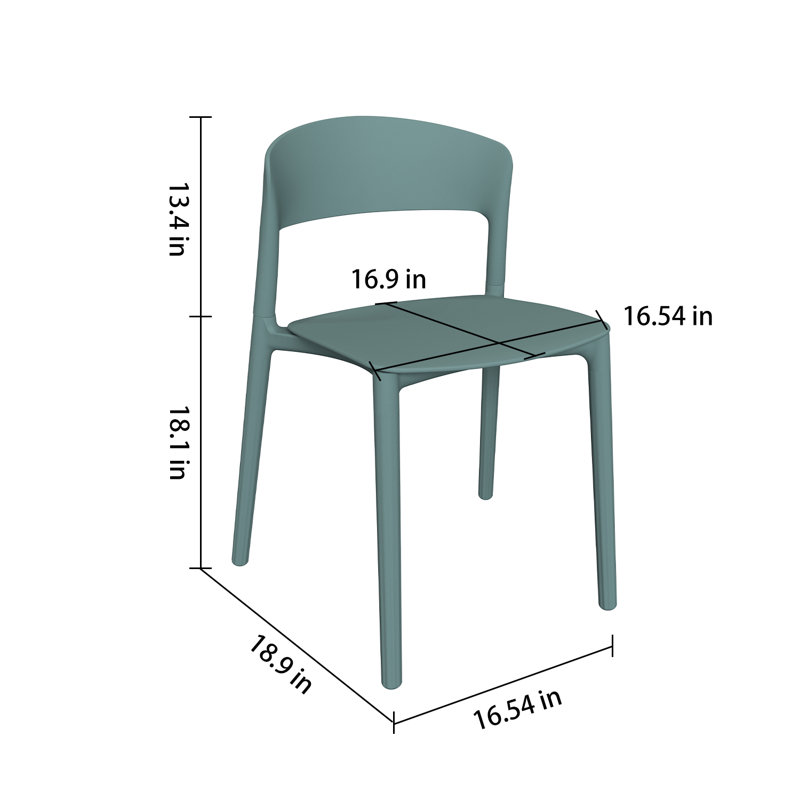 Chaise d'appoint empilable pour salle à manger d'extérieur, Bleu cyan