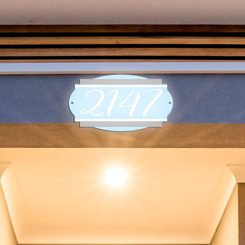 Plaque d'adresse murale sur 1 ligne, Bleu, Oui