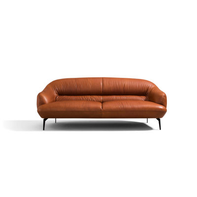 Cognac Leather 2 , Made In , Tight Seat Cushion, Metal Legs, Wood(fir), 22" Depth, 81" Width, 136lb Weight, , Made, Firm Back & Cushions, Composite Wood, 88" 34" Height, No Storage, Option