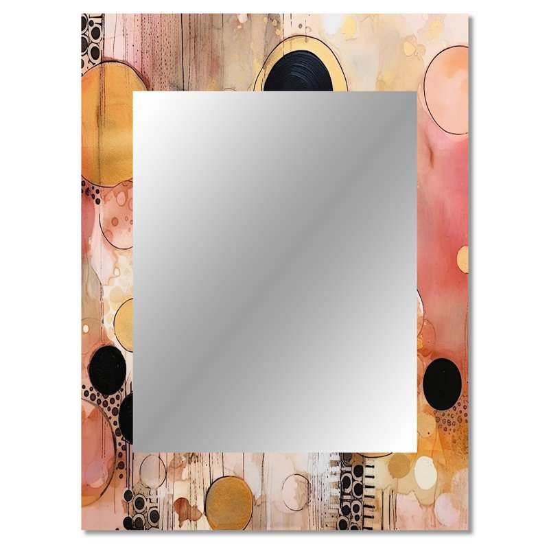 Afternoon Dreams Boho Chic Vintage Pink Gold III - Geometric Mirror, Modern Decorative Wall Mirror, Printed Metal Art