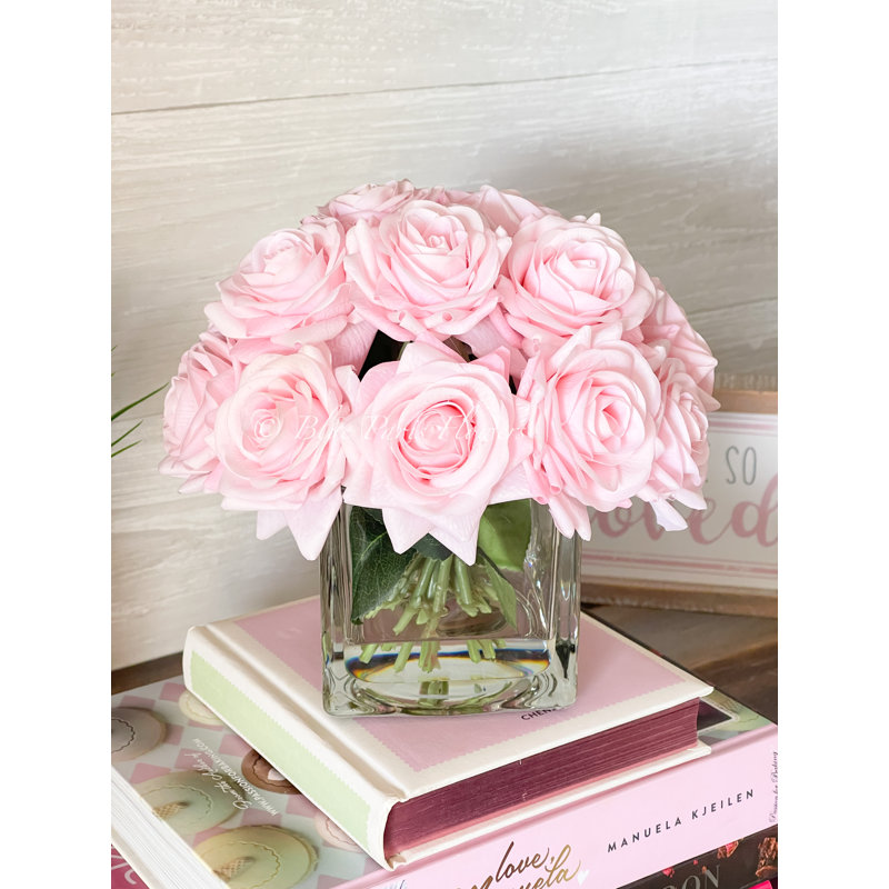 Centre de table artificiel Real Touch Rose, Rose