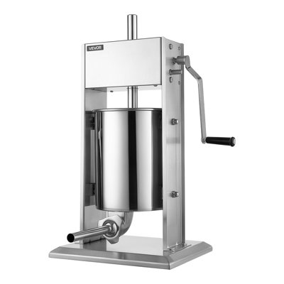 Poussoir à saucisses manuel vertical de 10 L/10 kg en acier inoxydable, pour la maison, le camping, le barbecue et les grillades en extérieur. Trousse professionnelle robuste avec 4 tubes de remplissage.