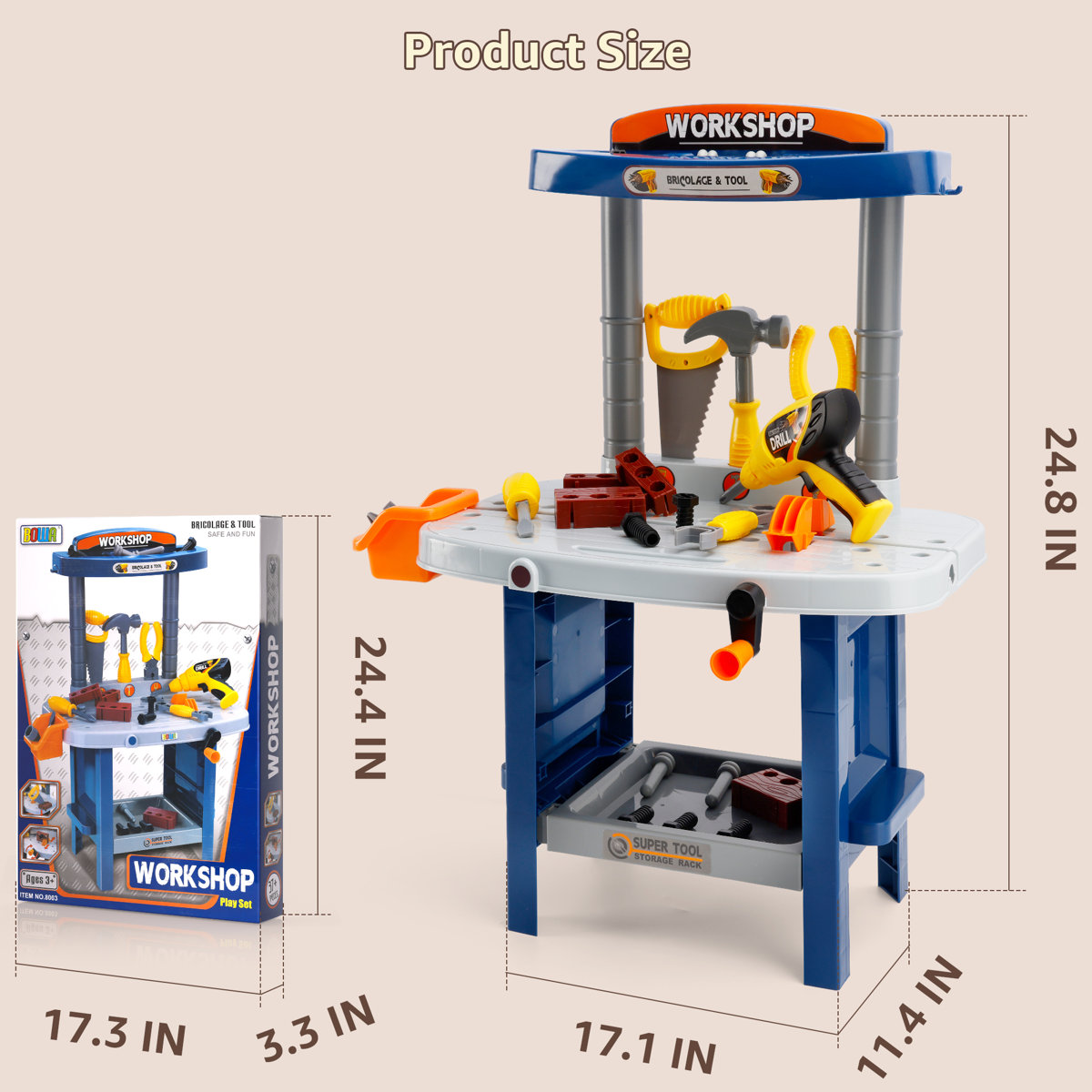 Topteng Kids Workbench Tool Set – Pretend Play Construction Workshop ...
