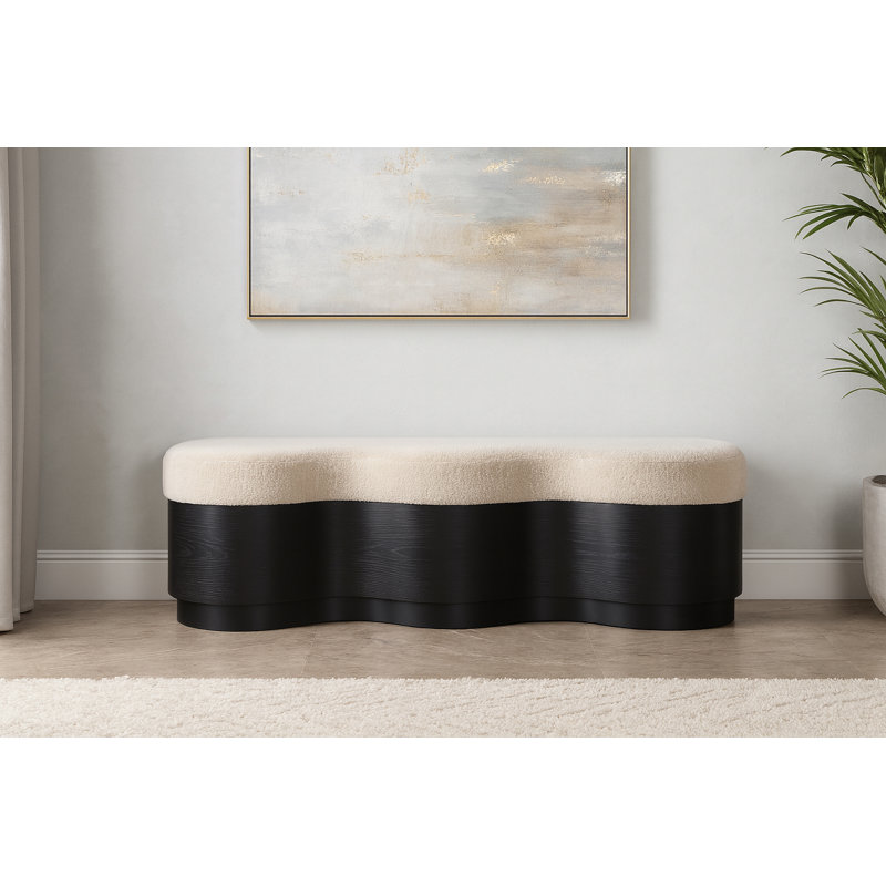 Banc en velours Savoy Mariaclara, Noir, Tissu velours beige