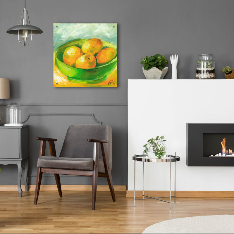 «Bowl of Fruit I» par Ethan Harper, art mural en verre acrylique, H 24 po x l 24 po x P 0,12 po