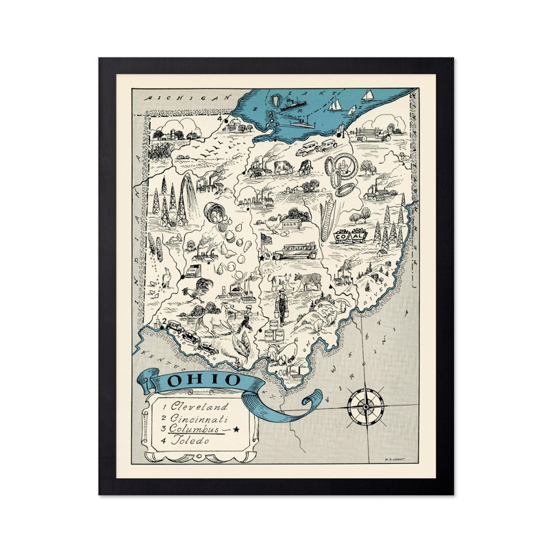 Carte de l'Ohio, Unframed, Poster, 24"H x 32"W
