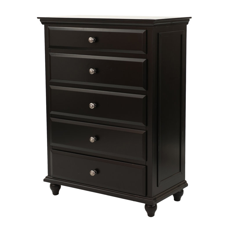 Commode 5 tiroirs noire Dontai