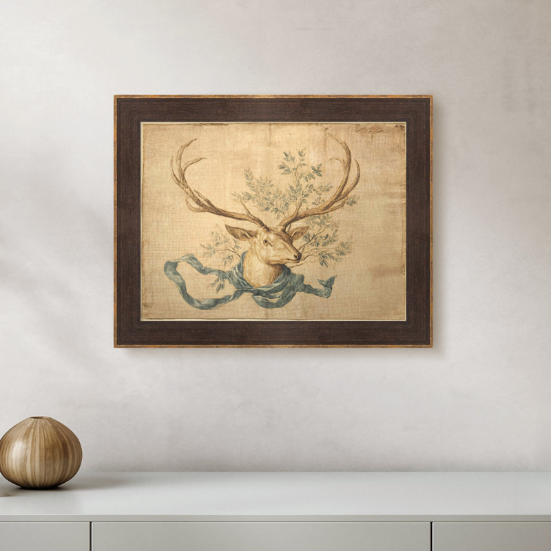 Art mural sur toile Martha Stewart Skylands, Wildlife Study: Stag Head, 28,25 po x 22,25 po, décor de salon et de chambre à coucher, encadré