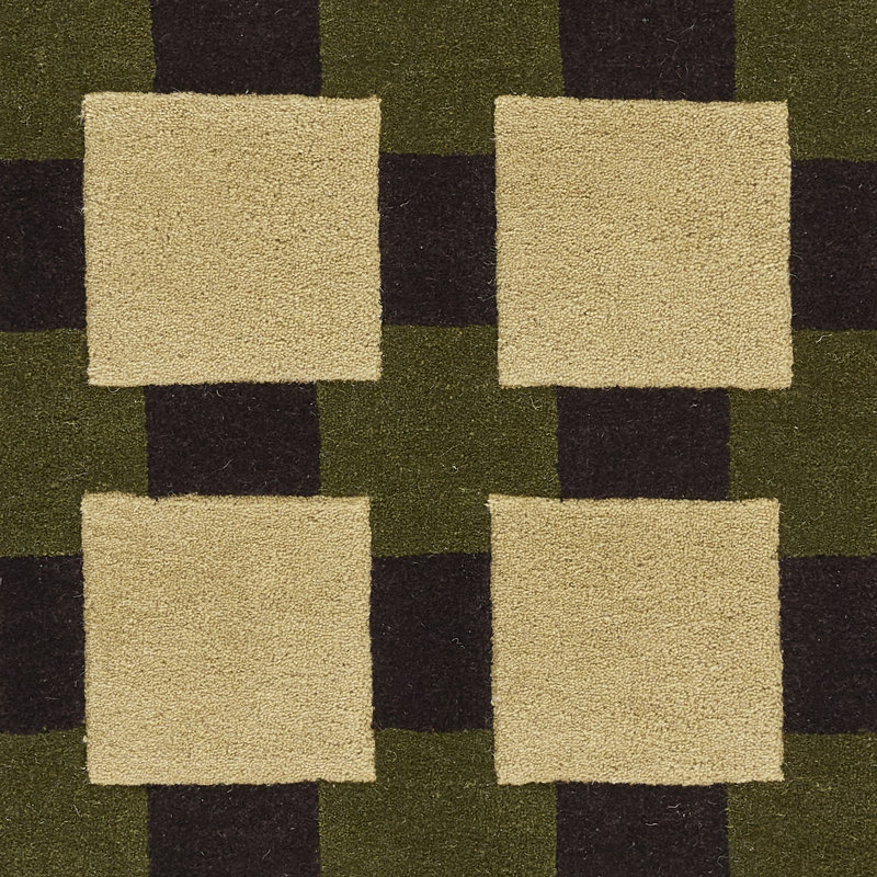 Bauhaus Hand Tufted Geometric Rug, Rectangle 8' x 10', Green