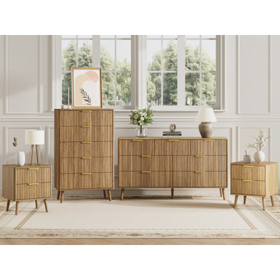 Ensemble de chambre à coucher, commode et tables de chevet 4 pièces