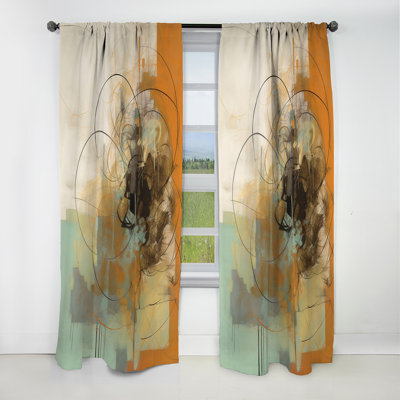 Yellow Orange Captivating Liquid Ink - Abstract Marble Marble Blackout Curtain - 1 Panels