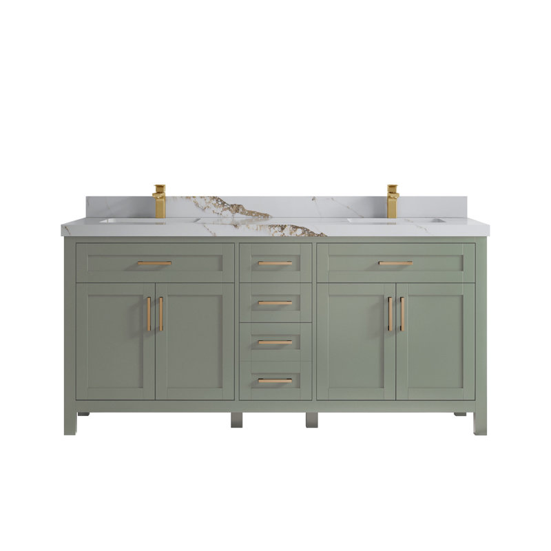 Cambridge 72'' Double Bathroom Vanity with Top, Calacatta Gold