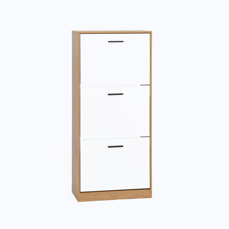 Armoire à chaussures avec 3 tiroirs rabattables, Naturel