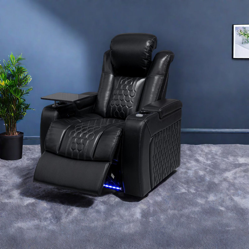 Fauteuils inclinables en cuir de qualité supérieure avec confort réglable, design noir moderne pour le divertissement à domicile