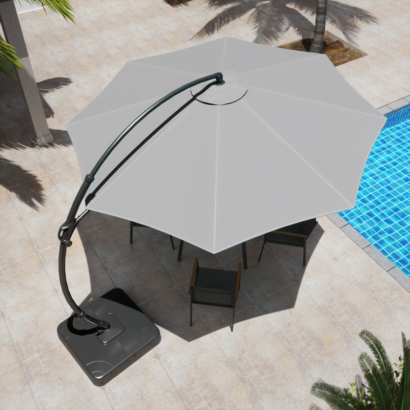 cantilever patio umbrella 9.8& 39 FIM Umbrellas P24 9.5' Square with Silver Frame Canvas / Valance / Freestanding Offset Base Tilt Crank System CLOUDFLY 11 ft. x 9