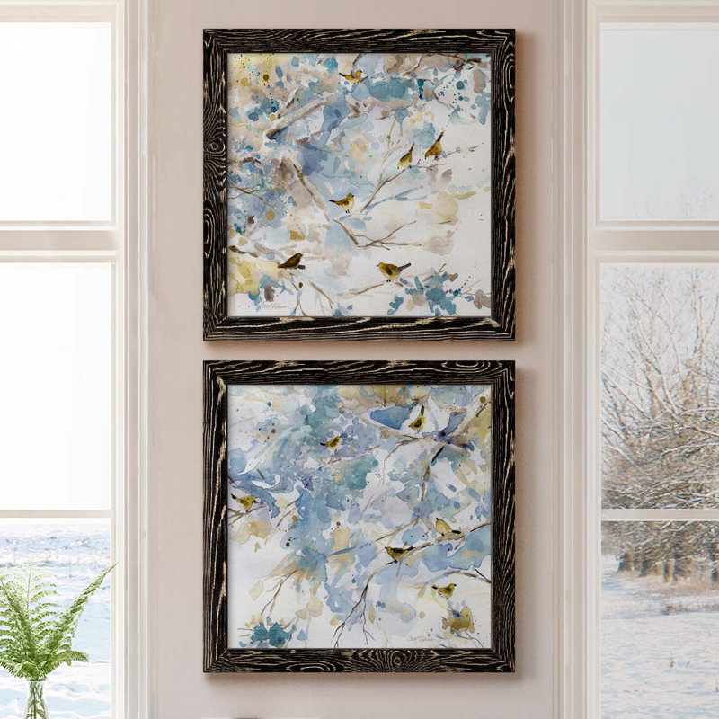 «Topaz Spring I», ensemble de 2 peintures sur toiles, H 17 po x l 34 po x P 1,5 po, Toile avec cadre noir