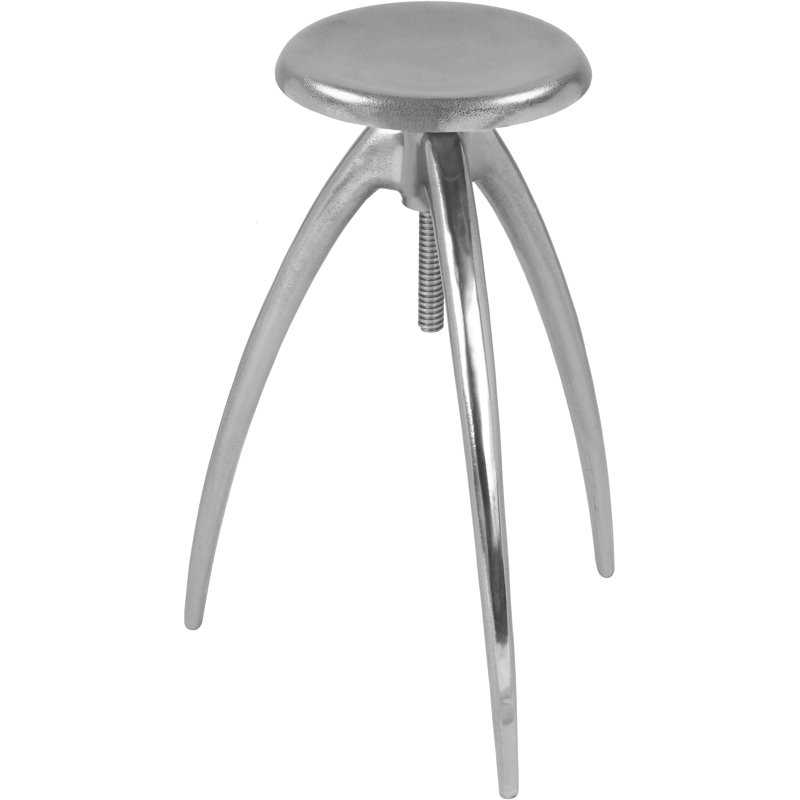Tabouret tournant à hauteur réglable Dillard, Argent argent
