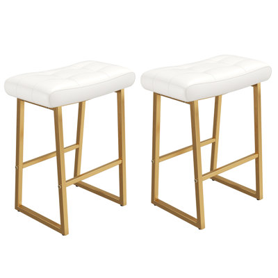 Upholstered Counter Stool with Metal Frame