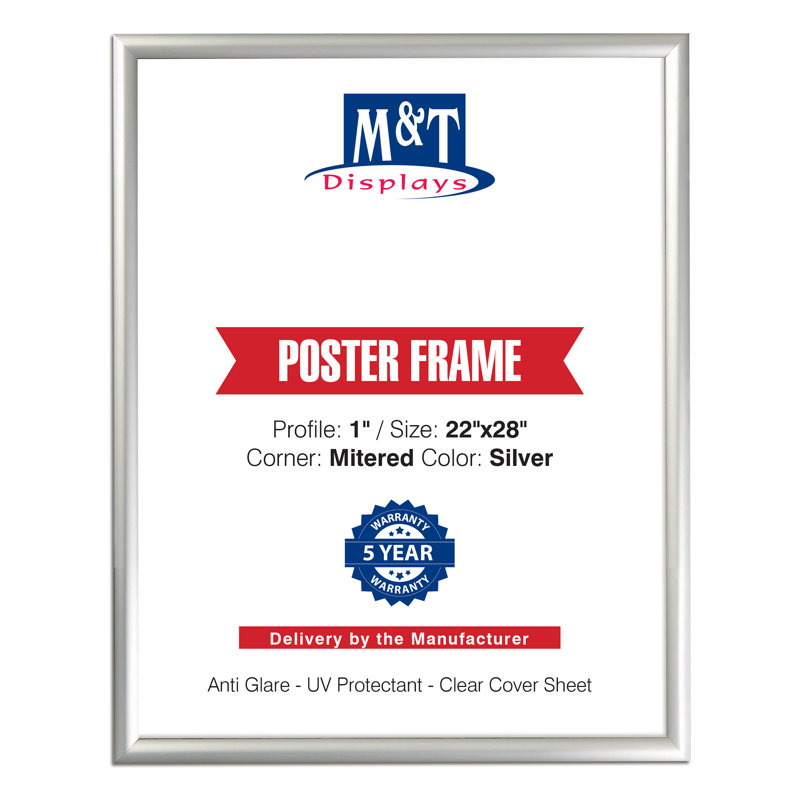 Cadre de document en métal noir, 22 po x 28 po, Silver