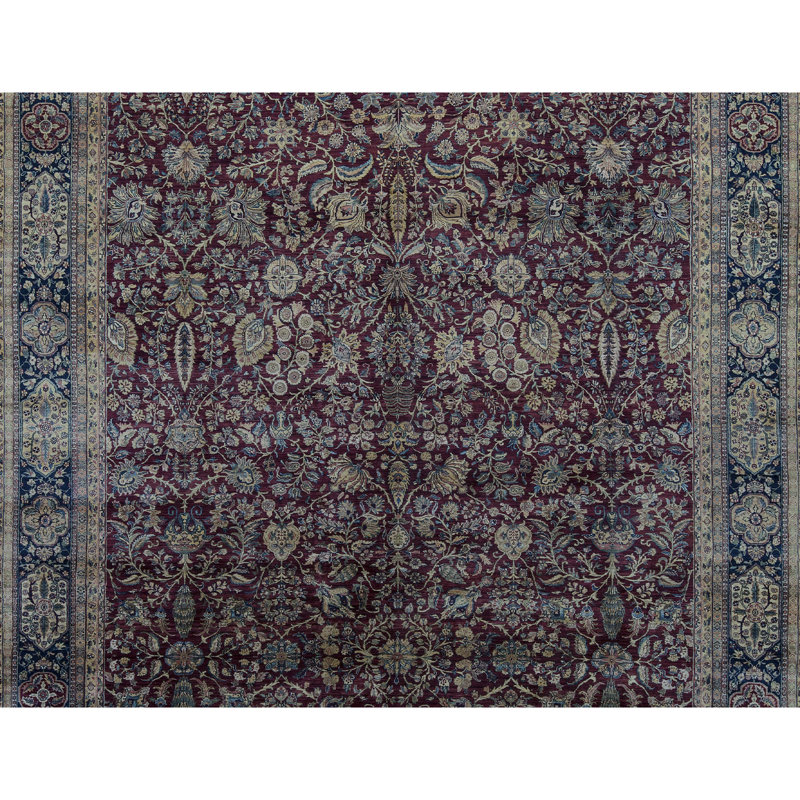 Hand-Knotted High-Quality Red and Blue Area Rug