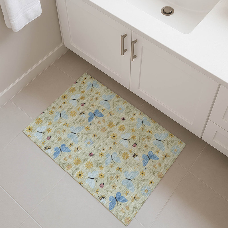 Machine Washable Indoor/Outdoor Chantille ACN2618 Kids Rug, Celery, 1'8" x 2'6"