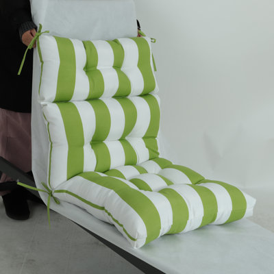 2 coussins de chaise à haut dossier, coussins pour l'extérieur et l'intérieur, 44 po x 22 po x 4 po, et blanc, coussins de jardin en tissu 2 pièces, à séchage rapide