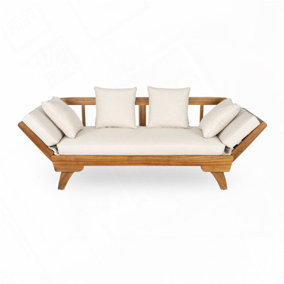 Lauire 65'' Wide Straight Acacia Patio Daybed with Cushions