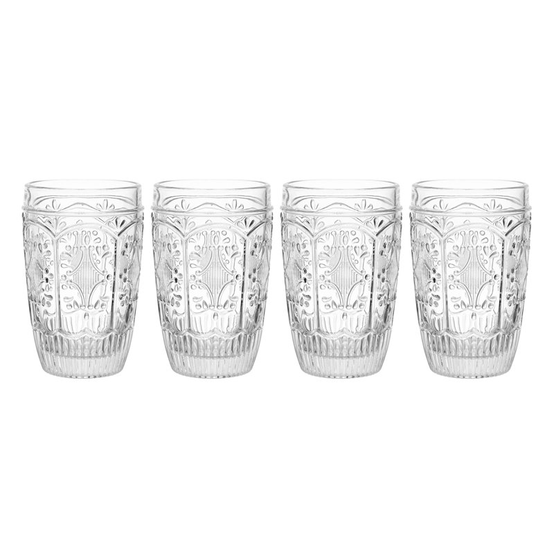 Fitz and Floyd Trestle Highball Glasses, Clear, 12