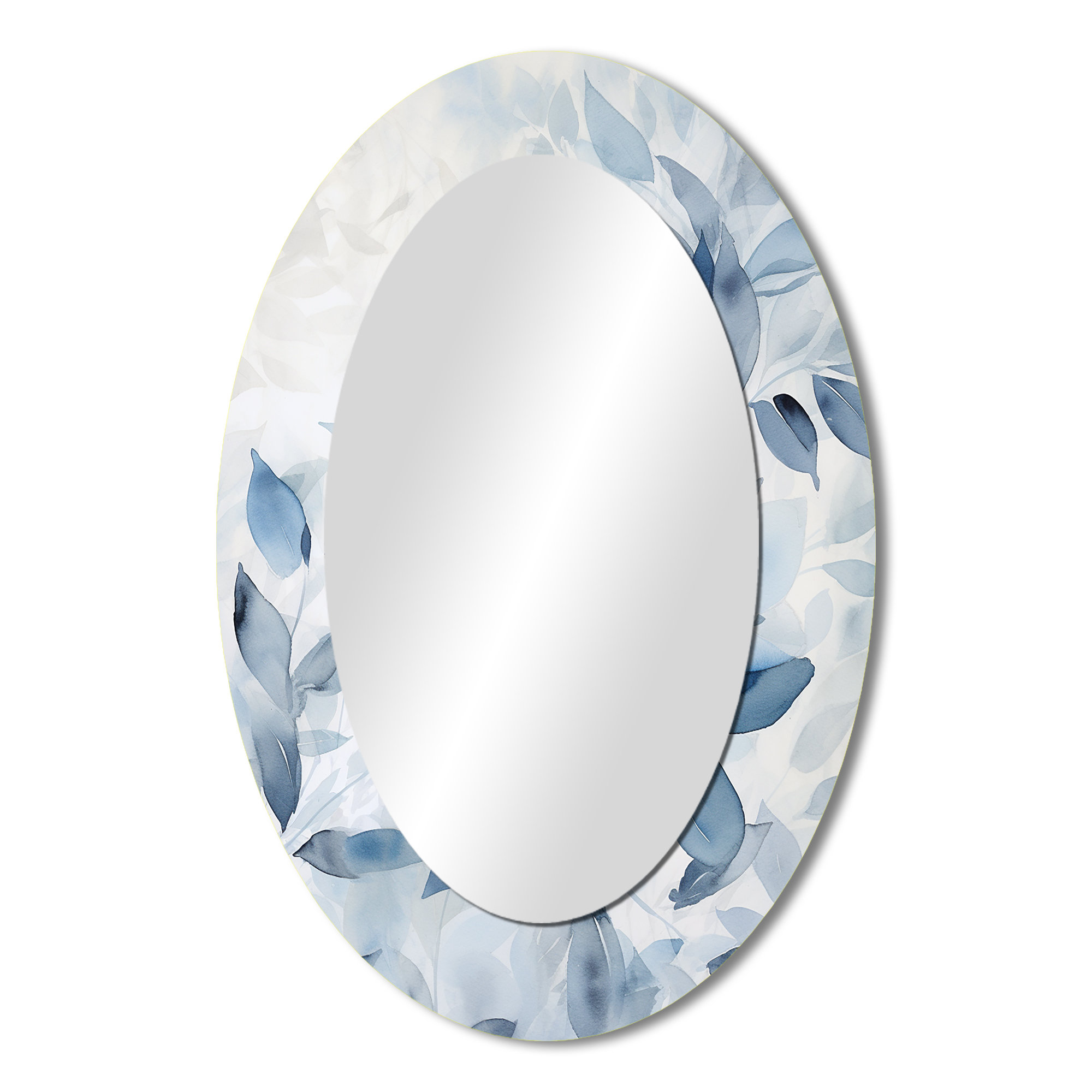 Latitude Run® Tender Ginko Leaves in Shades Of Blue Watercolor - Large ...