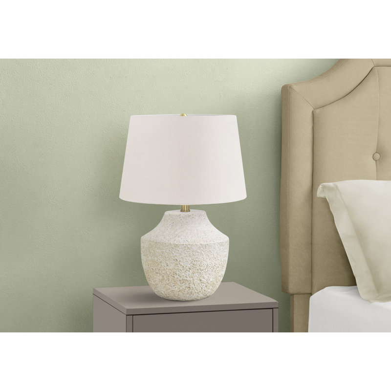 Lampe de table, éclairage, béton crème, abat-jour ivoire / crème, moderne